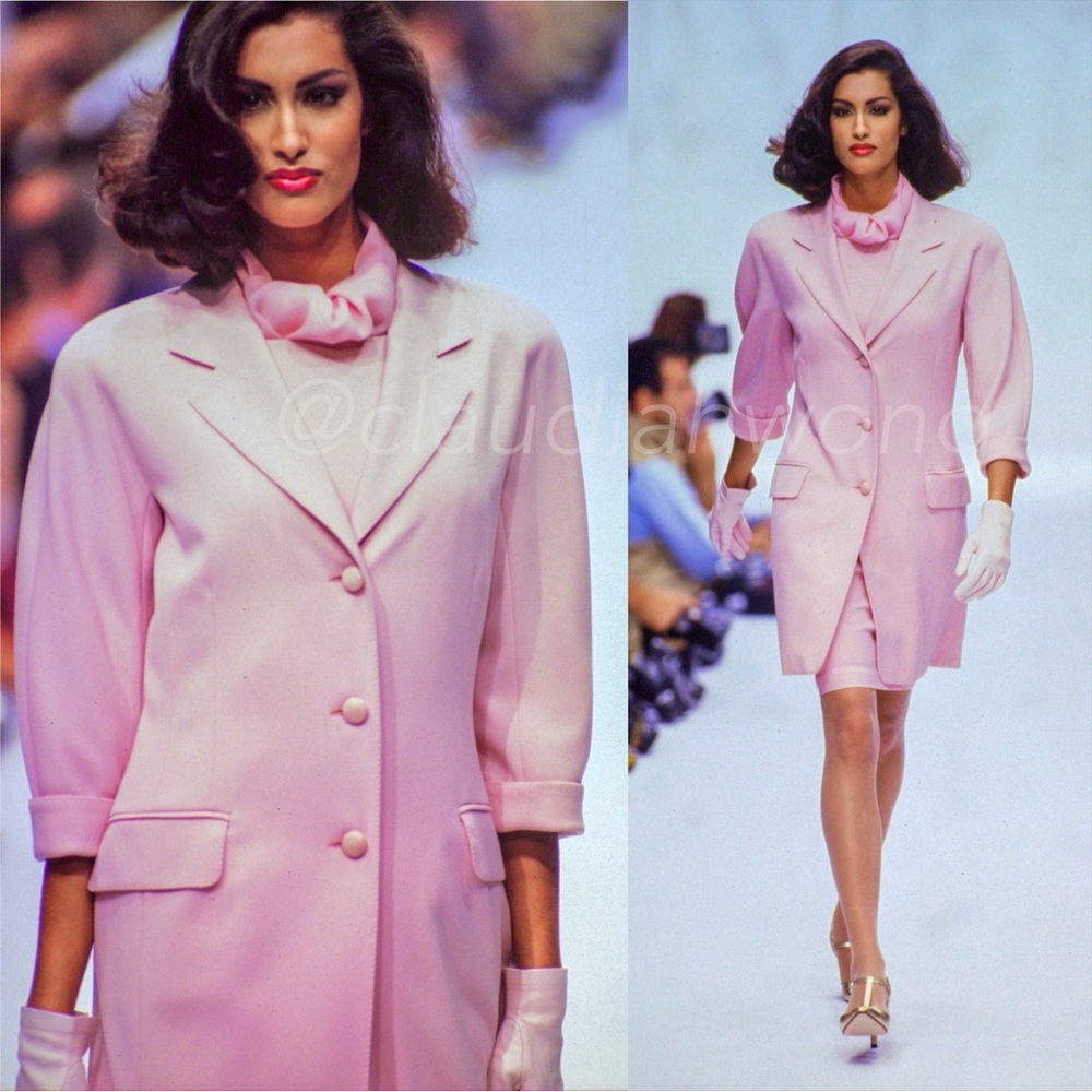 Vintage MAX MARA S/S 1992 Wool Pink Blazer Coat + Shift Dress SET in Pink